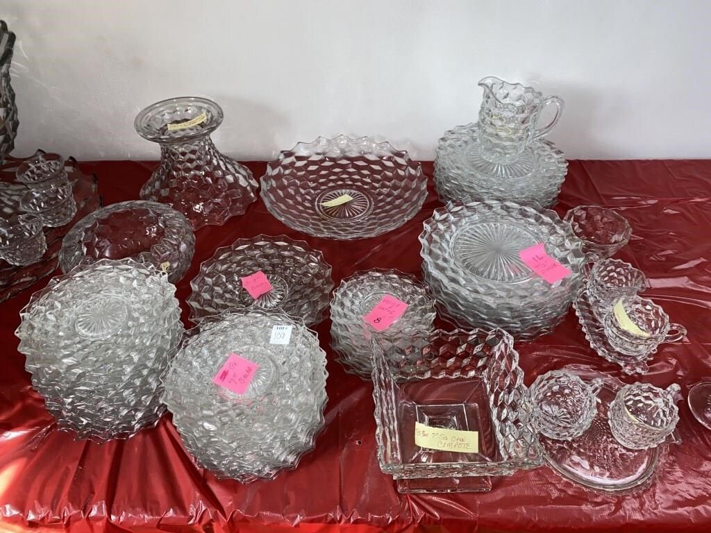 LARGE LOT OF FOSTORIA GLASS INCLUDING PLATES,
