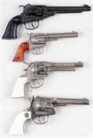 4 HUBLEY AND LESLIE HENRY REVOLVER CAP GUNS
