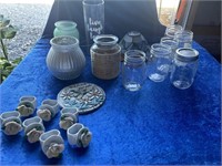 Vases, canning jars, napkin rings, lamp shade
