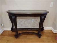 Wood Entry Table w/ Glass Insert