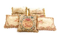 FIVE VINTAGE DOWN FILLED PILLOWS