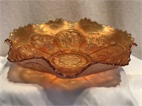 Fenton "Peacock/Grape" Marigold Art Glass Bowl