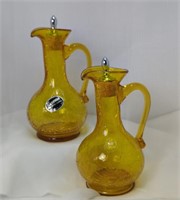 Mid Century Kanawha Amber Hand Blown Crackle