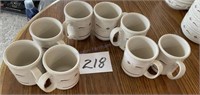 Eight Long burger, pottery, stoneware coffee mugs