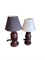 Pair of Billiard Pool Table Leg Lamps, Wood, Wired