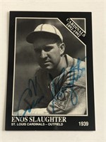 Enos Slaughter Signed Colon Card HOF 'er