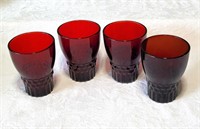 Vintage Ruby Red Juice Glasses
