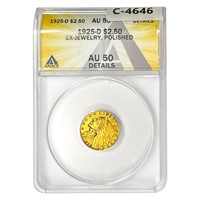 1925-D $2.50 Gold Quarter Eagle ANACS AU58