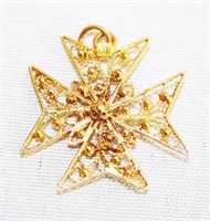 18K Gold Maltese Cross Pendant