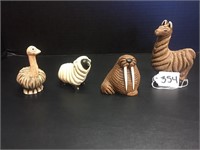 4 ANIMAL FIGURINES (2 ARE MADE IN URUGUAY)