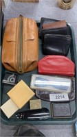 Vintage tray lot with wallets, bags, compact