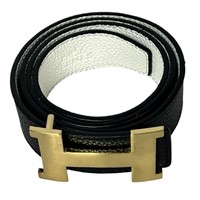 Men's Classic Large "H" Buckle Leather Belt