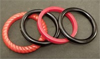 Bakelite and Glass Bangle Bracelets