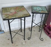 (2) Glass Top Table/Plant Stands, Butterfly &