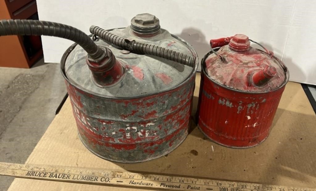 2 Vintage Metal Gas Cans.