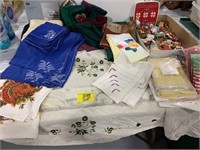 FLAT W/ CHRISTMAS ORNAMENTS, TOWELS, SOFT GOODS