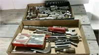 2 boxes sockets and miscellaneous tools