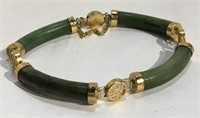 14k Gold And Jade Oriental Bracelet