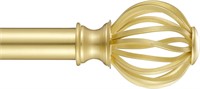 Brass Curtain Rods 48-84 with Round Cage Finials