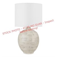 Finch 22 in. Distressed White Ribbed Table Lamp
