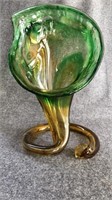 Vintage Sooner Hand Blown Art Glass Trumpet Vase