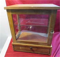 Vintage Wood Display Cabinet Case 16x19x10 NICE