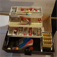 Tackle box with contents, Nippers, floats, lures