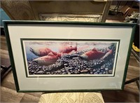 Framed Salmon Artwork - Signed Newbold (living