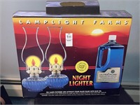 New pair glass oil lamps w/ oil lamplighter farms