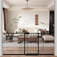 WAOWAO Baby Gate 71.65-85.83inch Black Metal