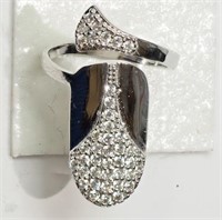 Sterling Silver Cubic Zirconia Nail Ring