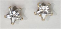 14K Yellow Gold Star Shaped Cubic Zirconia Earring