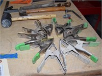 Clamps, hand saws, work light, hammers