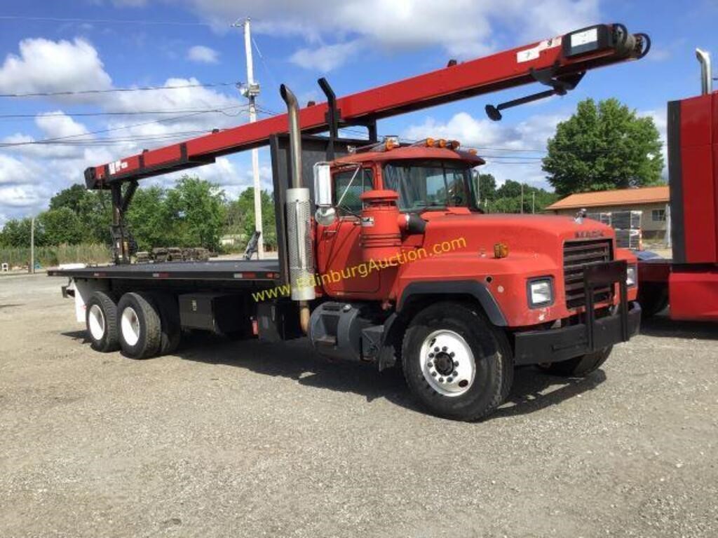 1998 MACK TANDEM AXLE 24' STEEL FLATBED W/ 36' CLE