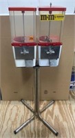 DOUBLE COIN CANDY MACHINE ON STAND W/KEY