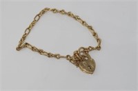 Vintage 9ct gold bracelet with heart lock