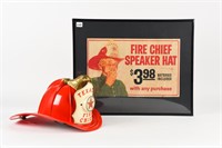 1950'S TEXACO FIRE CHIEF HELMUT & ADVERTISING