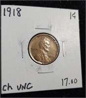 1918 Lincoln Wheat Cent Penny coin marked Choice