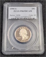 1995-S Washington Quarter coin PCGS PR69DCAM