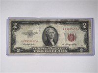 RARE 1953 US RED SEAL $2 BANKNOTE BILL