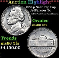 ***Auction Highlight*** 1958-p Jefferson Nickel Ne