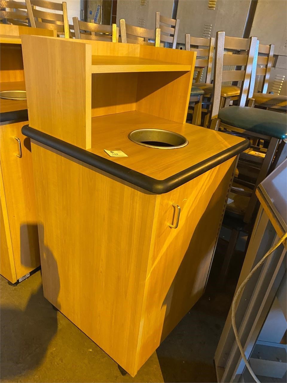 Pecan trash cabinet without lower bin