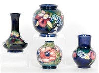 4 PCS, Moorecroft Iris & Peony Vases