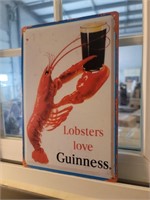 Lobsters Love Guinness Metal Sign