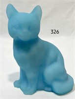 Blue Satin Plain 3.5” tall Sitting Cat