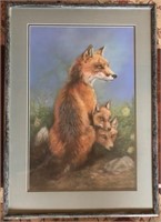 Original Fox Pastel canvas Painting