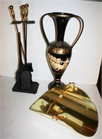 Fireplace Tools, Brass Log Holder, Ceramic Orient