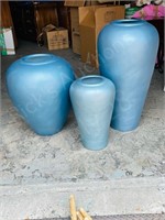 3 pottery vases - 20" to 32" h