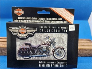 HARLEY DAVIDSON COLLECTOR TIN WITH 2 SETS OF