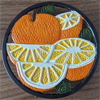 NEW-7" Round Vintage Cast Iron Table Mat-Orange